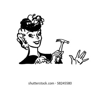 Handy Woman - Ms. Fixit - Retro Clip Art