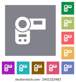 Iconos planos de la leva en los fondos cuadrados de color simples