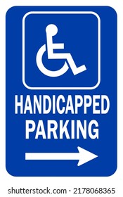 handycapped reserved parking sign - disabled person parking only - parking sign with arrow