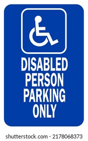 handycapped reserved parking sign - disabled person parking only - parking sign with arrow