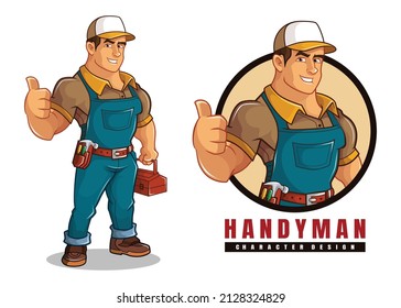 Handyman cartoon character mascot design