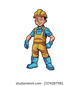 handyman cartoon graphic of Builder Mascot character illustration