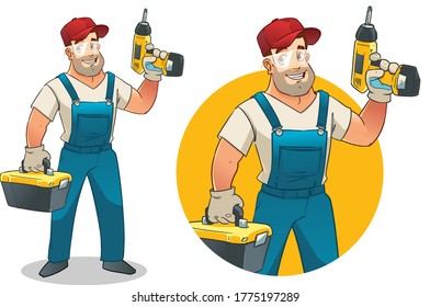 Handyman Character. Cartoon Illustration isolated on white background