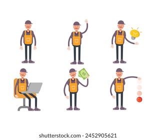 handyman characters in different poses vector set