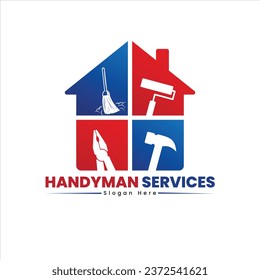 Handyman and cleaning home care logo in vector