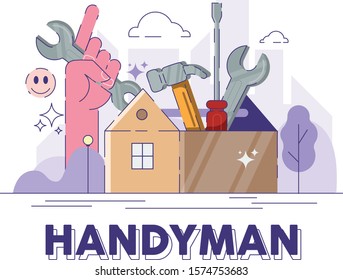 Handyman construction illustration vector template