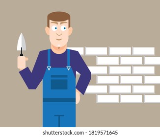 Handyman or contractor installing bricks or tiles as part of home renovation