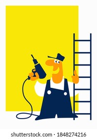 Handyman, craftsman. Any repair with your own hands. Vector image for illustrations.