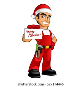 Handyman dressed as santa claus