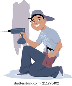 Handyman with an electric drill