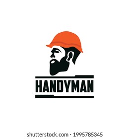 Handyman, Father,  With Safety Helmet, Logo Design
