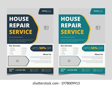 Handyman flyer template. Handyman service flyer ideas. House repair service leaflet template. Handyman house repair service poster design example