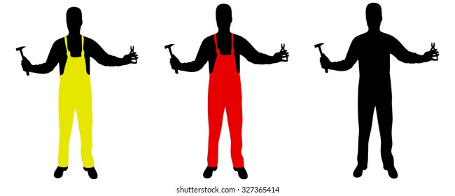 handyman with hammer and pliers , vector
