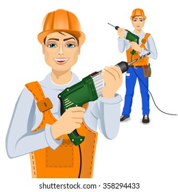 handyman holding green drill
