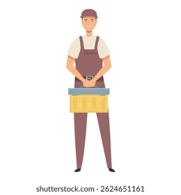 Handyman is holding a toolbox, ready to perform a repair service