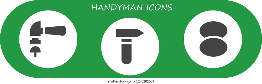  handyman icon set. 3 filled handyman icons. Simple modern icons about  - Hammer, Foundation