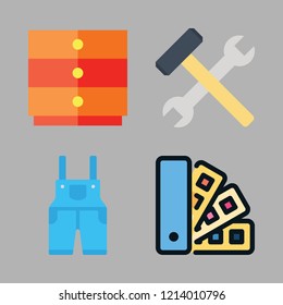handyman icon set. vector set about cabinet, tools, overall and home repair icons set.