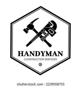 Handyman logo vector design. Vintage vector repair illustration.