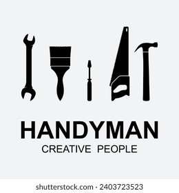 handyman logo vector icon illustration template. logo is suitable for repair and construction business