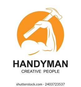 handyman logo vector icon illustration template. logo is suitable for repair and construction business