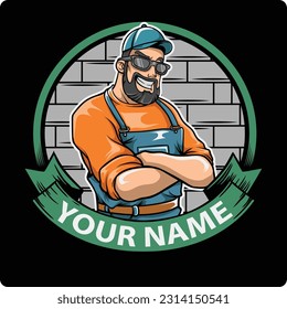diseño de ilustración vectorial del logotipo de handman man