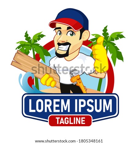 Handyman mascot cartoon in vector
