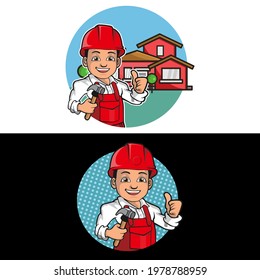 handyman mascot logo design vector