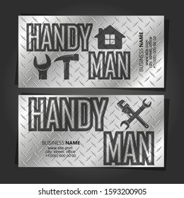 Handyman Repair And Service Business Card Concept Metal