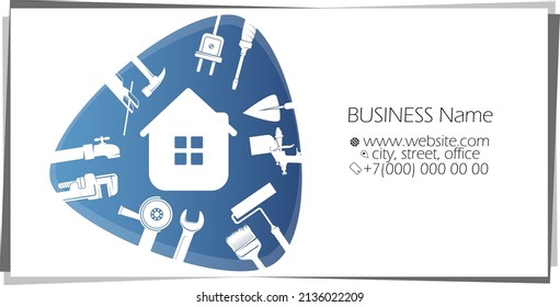 Handyman and repairman business card. Repair service maintenance and construction