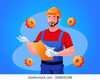 handyman or repairman with planning notes