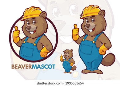 Handyman Services Beaver Mascot Set