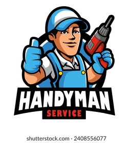 Handyman Services Emblem  mascot logo illustration