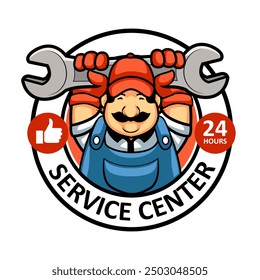 Handyman Services Emblem mascot logo illustration