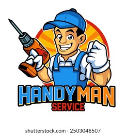 Handyman Servicios Ilustración del logotipo de la mascota del emblema