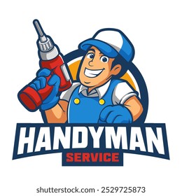 Handyman Services Emblem mascot logo illustration