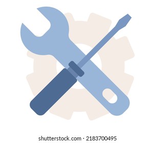 Handyman Services Icon. Home Service Concept. Wrench And Screwdriver. Vector Flat Illustration 