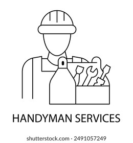 Iconos de Handyman Services: Reparación de Hogar, Servicios de Mantenimiento, Fijación, Mejoras para el Hogar, Herramientas Handyman, Reparador, Servicios de bricolaje, Trabajo Handyman.