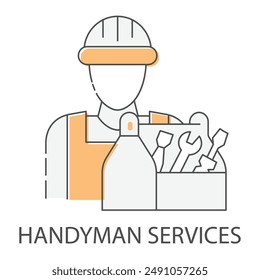 Iconos de Handyman Services: Reparación de Hogar, Servicios de Mantenimiento, Fijación, Mejoras para el Hogar, Herramientas Handyman, Reparador, Servicios de bricolaje, Trabajo Handyman.