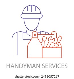 Iconos de Handyman Services: Reparación de Hogar, Servicios de Mantenimiento, Fijación, Mejoras para el Hogar, Herramientas Handyman, Reparador, Servicios de bricolaje, Trabajo Handyman.