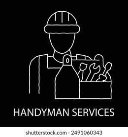 Iconos de Handyman Services: Reparación de Hogar, Servicios de Mantenimiento, Fijación, Mejoras para el Hogar, Herramientas de Handyman, Reparador, Servicios de bricolaje, Handyman Trabajo dibujado a mano.