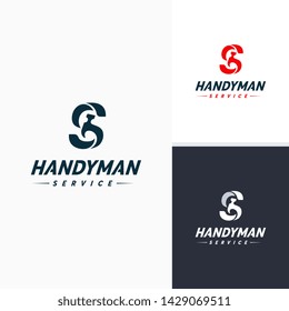 Handman Services Logo-Vektorillustration-Design, Letter S Hammer Logo