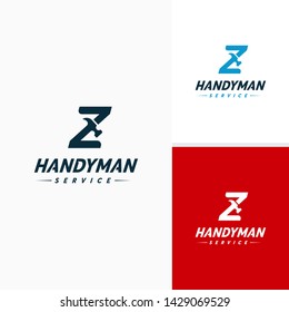 Handyman services Logo vector design, Letter Z Hammer Logo