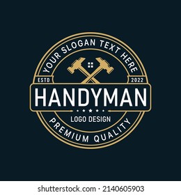 Handyman, services, tools, repair retro vintage logo design