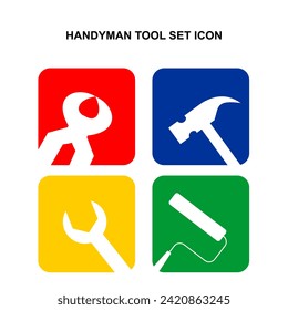 handyman tool set icon ellustration with various colour