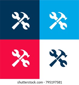 Handyman Tools four color material and minimal icon logo set in red and blue
