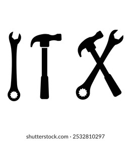 Handyman Tools Hammer Wrench Service Repair Build Maintenance logo design vector icon illustration