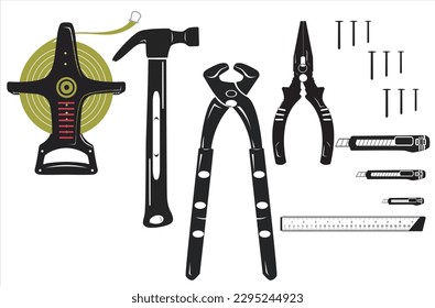 Handyman tools icon. Tools silhouette. Repair and construction tools collection. Vector illustration