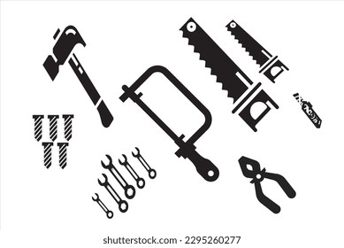 Handyman tools icon. Tools silhouette. Repair and construction tools collection. Vector illustration