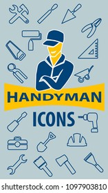 Handyman and  tools icons.