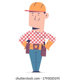 Handyman vector cartoon character isolated on a white background.